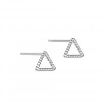 Sterling Silver Stud Earring, 925 Sterling Silver, Triangle, plated, for woman & hollow 8mm 