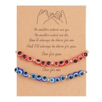 Evil Eye Jewelry Bracelet, Seedbead, with Wax Cord & Resin, 2 pieces & for couple Approx 6.29-11.81 Inch 