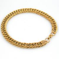 Titanium Steel Bracelet, gold color plated, for man Approx 8.66 Inch 