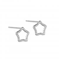Sterling Silver Stud Earring, 925 Sterling Silver, Star, plated, for woman & hollow 8mm 