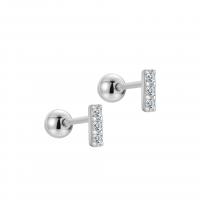 Sterling Silver Stud Earring, argent sterling 925, Placage, pour femme & avec strass, plus de couleurs à choisir Vendu par paire