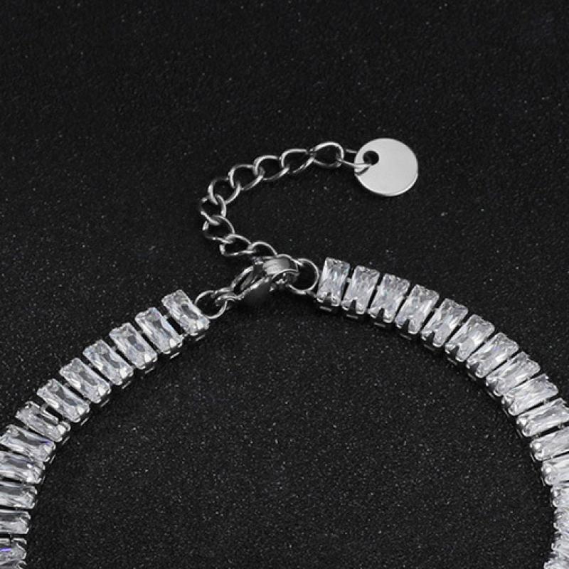 Stainless Steel Charm Bracelet, 304 Stainless Steel, with 1.18inch extender chain, Each custom text must be less than 10 letters & fashion jewelry & Unisex & micro pave cubic zirconia, original color, Length:Approx 6.89 Inch, Sold By PC