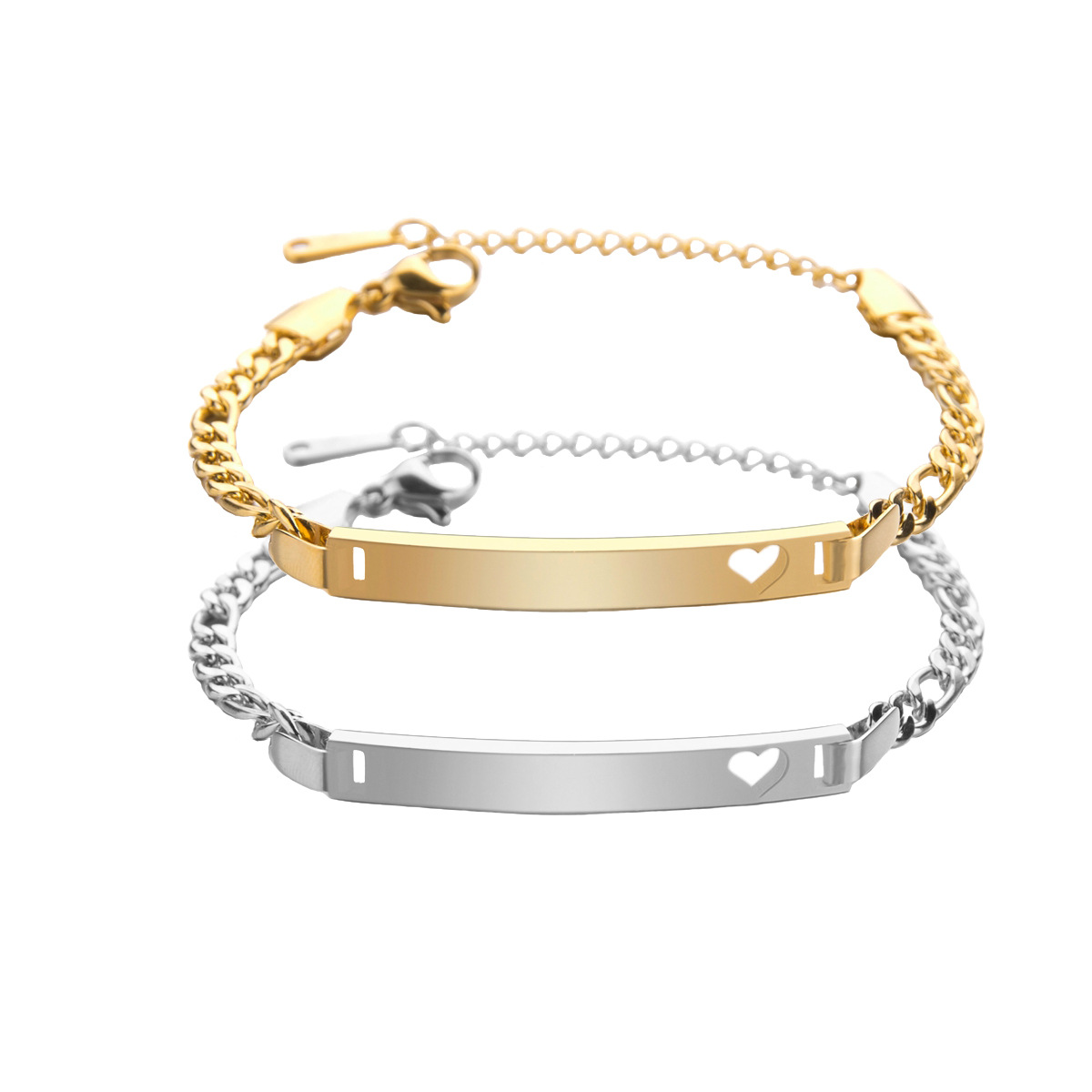 Stainless Steel Charm Bracelet, 304 Stainless Steel, with 1.97inch extender chain, Vacuum Ion Plating, Each custom text must be less than 10 letters & fashion jewelry & Unisex, more colors for choice, Length:Approx 5.91 Inch, Sold By PC