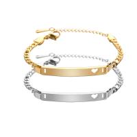 Stainless Steel Charm Bracelet, 304 Stainless Steel, with 1.97inch extender chain, Vacuum Ion Plating, Each custom text must be less than 10 letters & fashion jewelry & Unisex Approx 5.91 Inch 