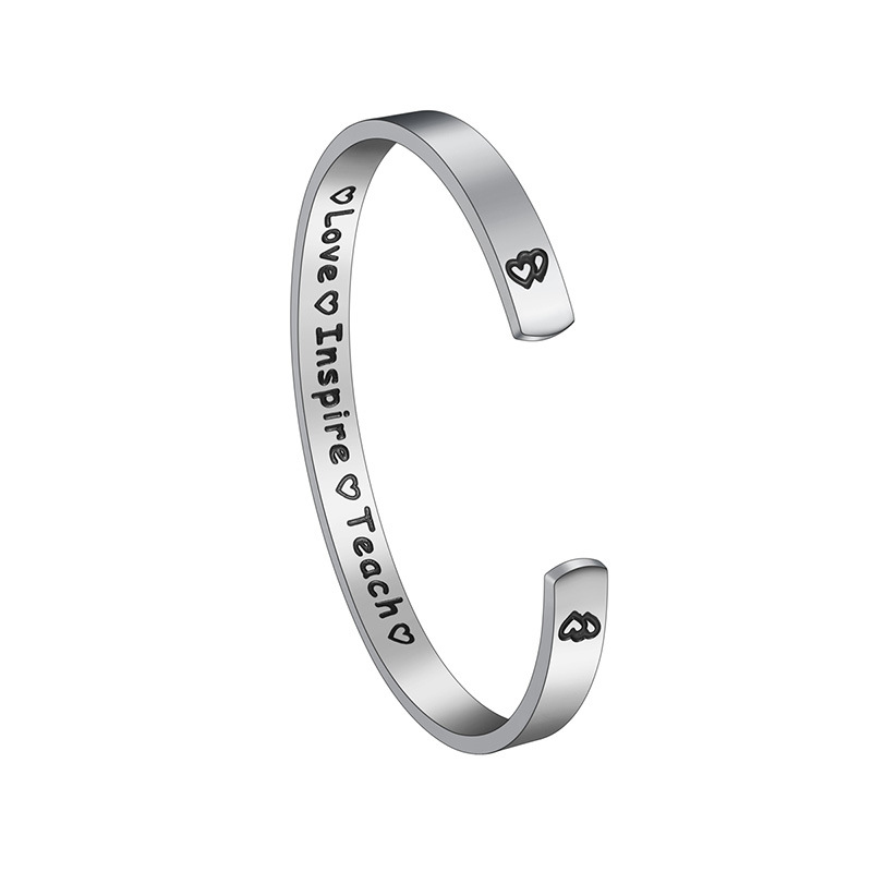 Stainless Steel Cuff Bangle, 304 Stainless Steel, Vacuum Ion Plating, Each custom text must be less than 10 letters & fashion jewelry & for woman, more colors for choice, 6mm, Inner Diameter:Approx 63mm, Sold By PC