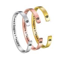 Stainless Steel Cuff Bangle, 304 Stainless Steel, Vacuum Ion Plating, Each custom text must be less than 10 letters & fashion jewelry & for woman 6mm, Inner Approx 63mm 