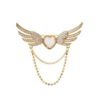 Cubic Zirconia Brooch, Brass, Wing Shape, fashion jewelry & micro pave cubic zirconia & for woman, golden 