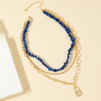 Fashion Multi Layer Necklace, Zinc Alloy, with Lapis Lazuli, with 2.76inch extender chain, fashion jewelry & multilayer & for woman Approx 19.29 Inch 