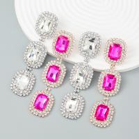 Zinc Alloy Rhinestone Drop Earring, high quality plated, fashion jewelry & for woman & with glass rhinestone & with rhinestone 