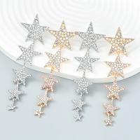 Zinc Alloy Rhinestone Drop Earring, Star, high quality plated, fashion jewelry & for woman & with rhinestone 