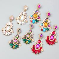 Zinc Alloy Rhinestone Drop Earring, with ABS Plastic Pearl, high quality plated, fashion jewelry & for woman & with glass rhinestone & with rhinestone 
