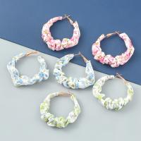Zinc Alloy Hoop Earring, with Cloth, fashion jewelry & for woman 