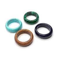 Gemstone Finger Ring, Natural Stone, Donut, Unisex mixed colors 