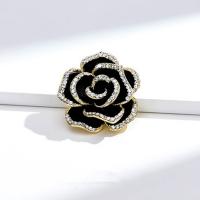 Zinc Alloy Jewelry Brooch, Flower, gold color plated, for woman & with rhinestone 31mm 