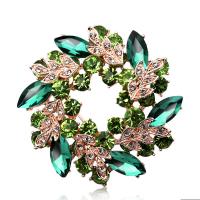 Crystal Brooch, Zinc Alloy, with Crystal, Flower, gold color plated, for woman & with rhinestone 50mm 