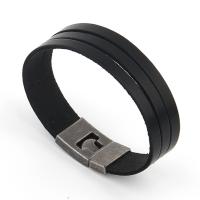 PU Leather Cord Bracelets, with Zinc Alloy, antique silver color plated, fashion jewelry & multilayer & for man 18mm .5 cm 