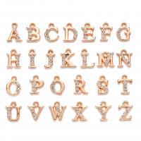 Zinc Alloy Rhinestone Pendants, Alphabet Letter, plated, DIY & with rhinestone 12.5-13.5mm,5.5-12mm,2.5mm Approx 1.4mm 