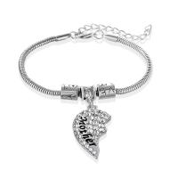 Stainless Steel Charm Bracelet, 304 Stainless Steel, with Magnet, with 1.96inch extender chain, Heart, silver color plated, fashion jewelry 30mm .6 Inch 