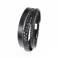 PU Leather Cord Bracelets, with 316 Stainless Steel, plated, fashion jewelry & multilayer & for man 12mm cm 