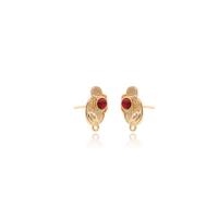 Brass Earring Drop Component, with Ruby & turquoise, gold color plated, for woman Approx 2mm 