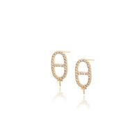 Brass Earring Stud Component, gold color plated, micro pave cubic zirconia & for woman 