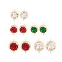 Brass Earring Drop Component, gold color plated & micro pave cubic zirconia 