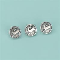 Серебро 925 пробы Овальные кнопки Застежка, Плоская круглая форма, Винтаж & DIY, 9.5mm, отверстие:Приблизительно 2.5mm, продается PC