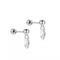 Sterling Silver Stud Earring, 925 Sterling Silver, plated & micro pave cubic zirconia & for woman 