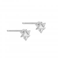 Sterling Silver Stud Earring, 925 Sterling Silver, plated, for woman & with rhinestone 4.5mm 
