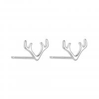 Sterling Silver Stud Earring, 925 Sterling Silver, Antlers, plated, for woman 