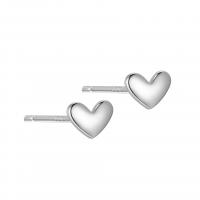 Sterling Silver Stud Earring, 925 Sterling Silver, Heart, plated, for woman [