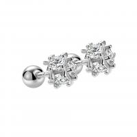 Sterling Silver Stud Earring, 925 Sterling Silver, plated, for woman & with rhinestone 