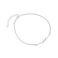 Sterling Silver Bracelets, 925 Sterling Silver, with 1.57 inch extender chain, for woman, silver color Approx 6.69 Inch 