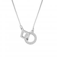 Sterling Silver Jewelry Necklace, 925 Sterling Silver, with 1.96 inch extender chain, plated, for woman & with rhinestone & hollow 8.5mm Approx 15.74 Inch 