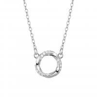 Sterling Silver Jewelry Necklace, 925 Sterling Silver, with 1.96 inch extender chain, plated, for woman & with rhinestone & hollow 10.4mm Approx 15.74 Inch 