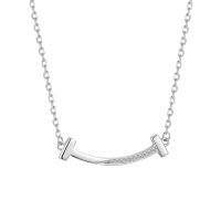Sterling Silver Jewelry Necklace, 925 Sterling Silver, with 1.96 inch extender chain, plated, for woman & with rhinestone 25mm Approx 15.74 Inch 