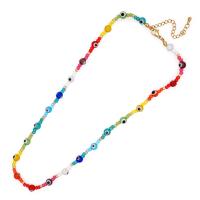 Glass Seed Beads Necklace, Lampwork, with Seedbead & Zinc Alloy, with 1.96 inch extender chain, Adjustable & for woman, multi-colored Approx 16.53 Inch 