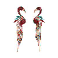 Zinc Alloy Rhinestone Drop Earring, fashion jewelry & for woman & with rhinestone, multi-colored 