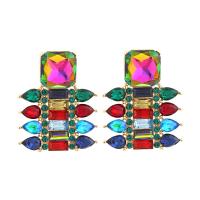 Zinc Alloy Rhinestone Drop Earring, with Glass Rhinestone, fashion jewelry & for woman & with rhinestone, multi-colored 