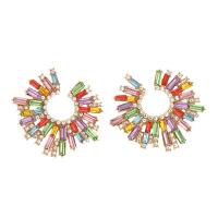 Zinc Alloy Rhinestone Stud Earring, fashion jewelry & for woman & with rhinestone, multi-colored 