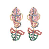 Zinc Alloy Rhinestone Drop Earring, fashion jewelry & for woman & with rhinestone 