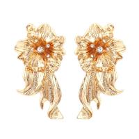 Zinc Alloy Rhinestone Drop Earring, fashion jewelry & for woman & with rhinestone, golden 