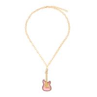 Plastic Pearl Necklace, Zinc Alloy, with Plastic Pearl, with 1.97inch extender chain, Guitar, fashion jewelry & for woman & with rhinestone, golden Approx 16.54 Inch 
