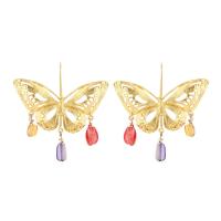 Resin Zinc Alloy Earring, with Resin, Butterfly, gold color plated, fashion jewelry & for woman 