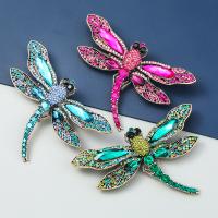 Rhinestone Zinc Alloy Brooch, Dragonfly, high quality plated, fashion jewelry & for woman & with glass rhinestone & with rhinestone 