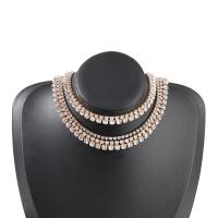 Fashion Multi Layer Necklace, Zinc Alloy, with 5.59inch extender chain, high quality plated, fashion jewelry & for woman & with rhinestone .59 Inch 