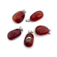 Red Agate Pendants, with Brass, Natural & DIY, red, 12*20-14*25mm 