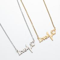 Stainless Steel Jewelry Necklace, 304 Stainless Steel, Alphabet Letter, Vacuum Plating, fashion jewelry & Unisex Inch 