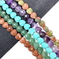 Природный камень Бусины, Сердце, DIY & различные материалы для выбора & граненый, Много цветов для выбора Приблизительно 20ПК/Strand, продается Strand