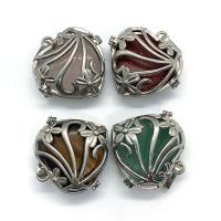 Natural Stone Pendant, with Zinc Alloy, Heart, platinum color plated & Unisex 